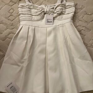 Self-Portrait White Diamante Mini Dress